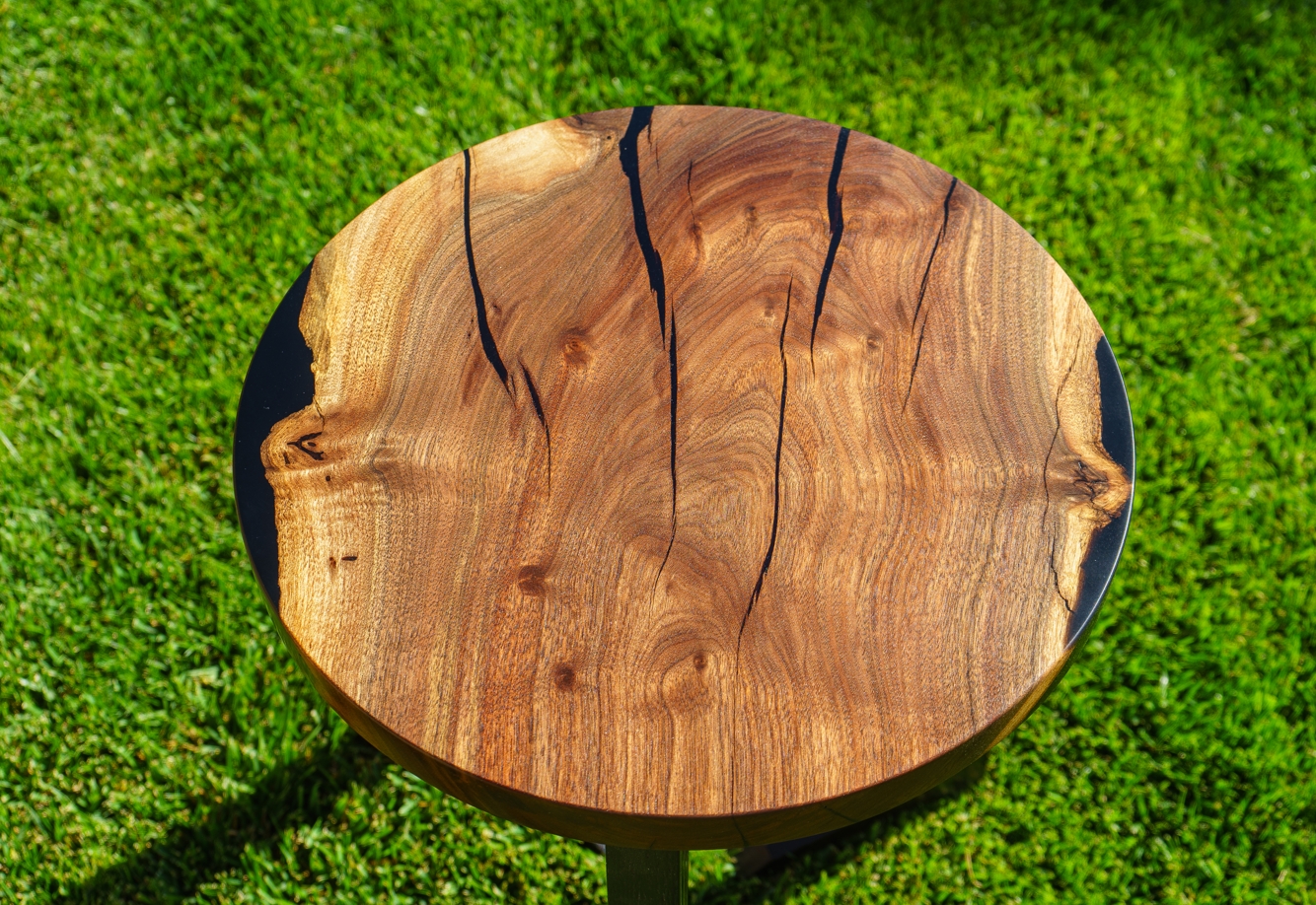 black epoxy walnut side table pic12