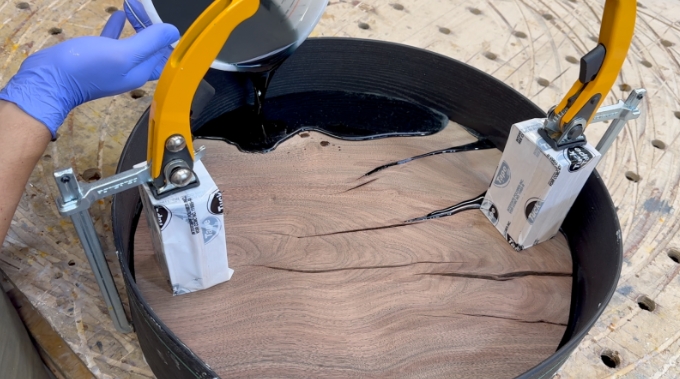 black epoxy walnut side table pic7