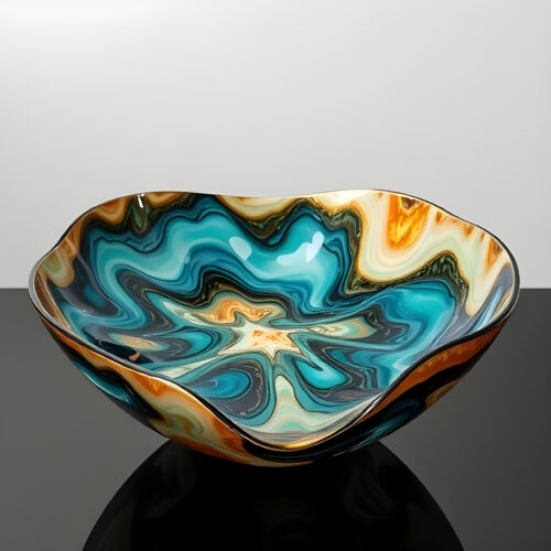 epoxy resin bowl made by pourla artist