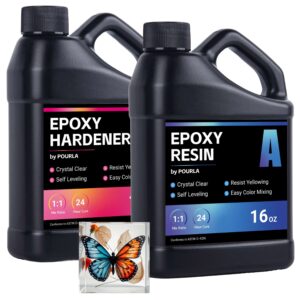 pourla 32 oz epoxy resin for art and diy crafts 16oz of epoxy resin and 16oz of epoxy hardener