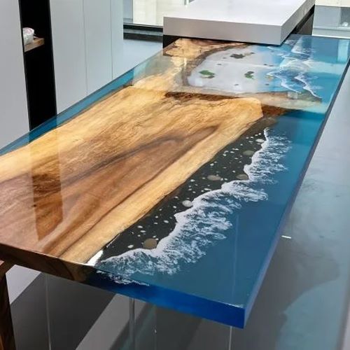 a epoxy resin river table made with Pourla Epoxy Resin