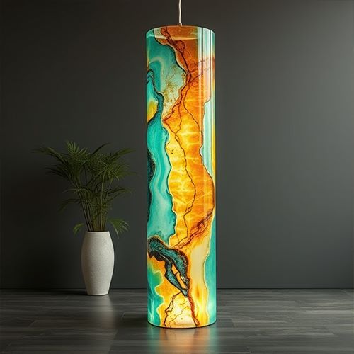 a large floor lamp made with pourla deep pour epoxy resin